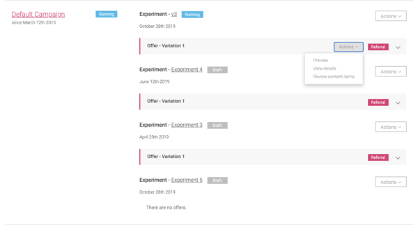 Campaigns landing page