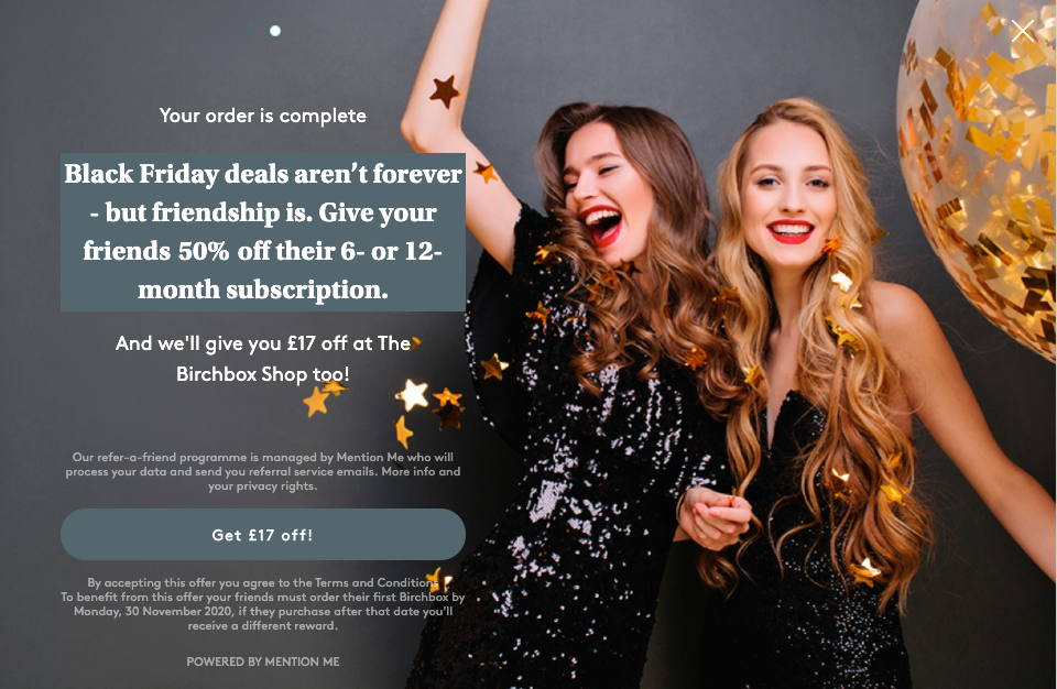 Birchbox Black Friday referral campaign