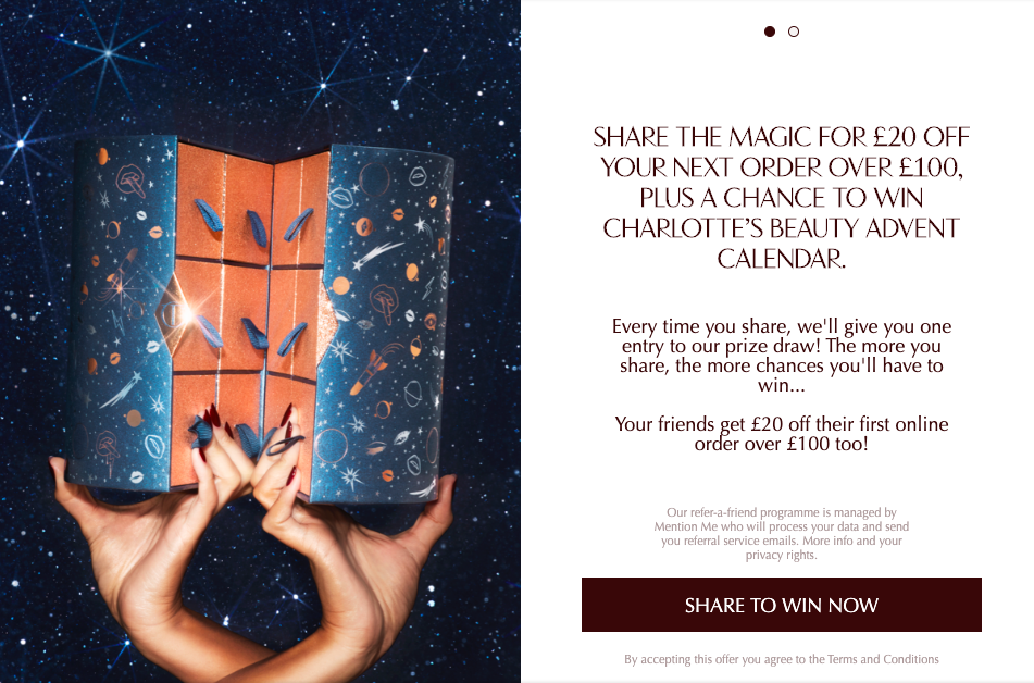 Charlotte Tilbury refer-a-friend festive campaign