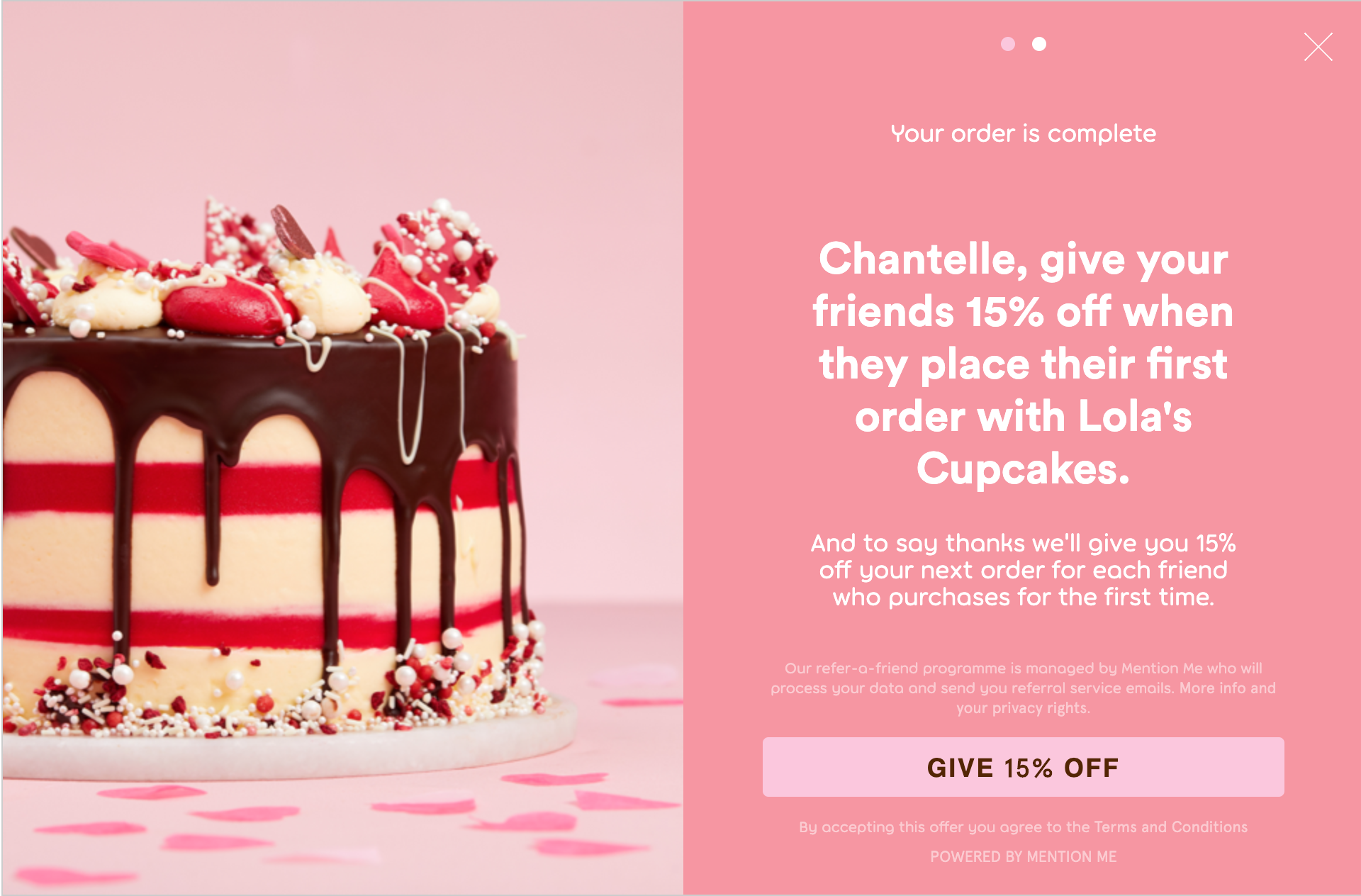 Lolas cupcakes refer a friend Valentines campaign