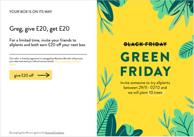 allplants Black Friday referral programme