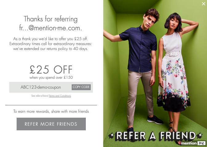 Ted Baker refer-a-friend customer journey