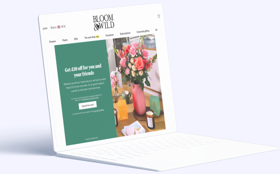 his referral setup maximises word-of-mouth advertising effectiveness by turning a flower delivery into a social spark that friends actually want to share.