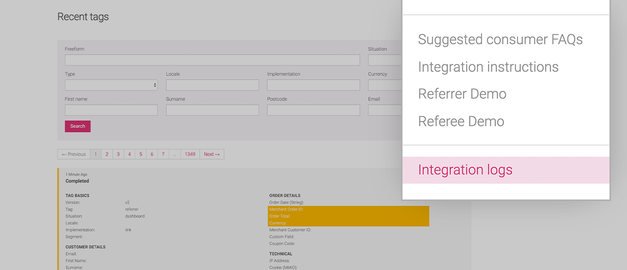 integration logs